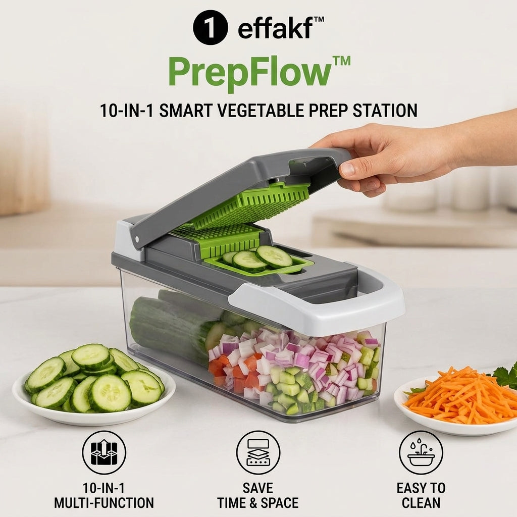 effakf™ PrepFlow™ 10-in-1 Smart Vegetable Prep Station