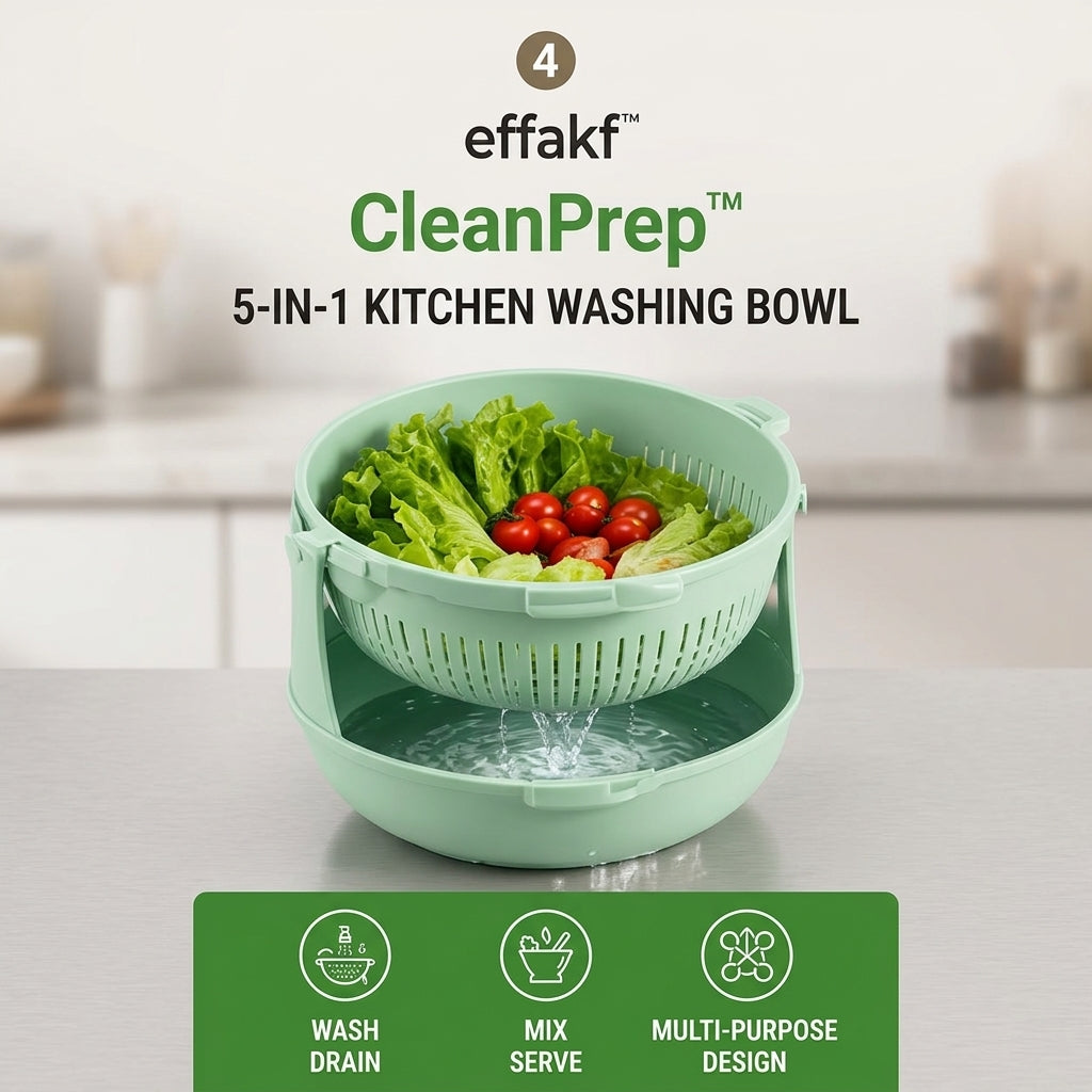 effakf™ CleanPrep™ 5-in-1 Kitchen Washing Bowl