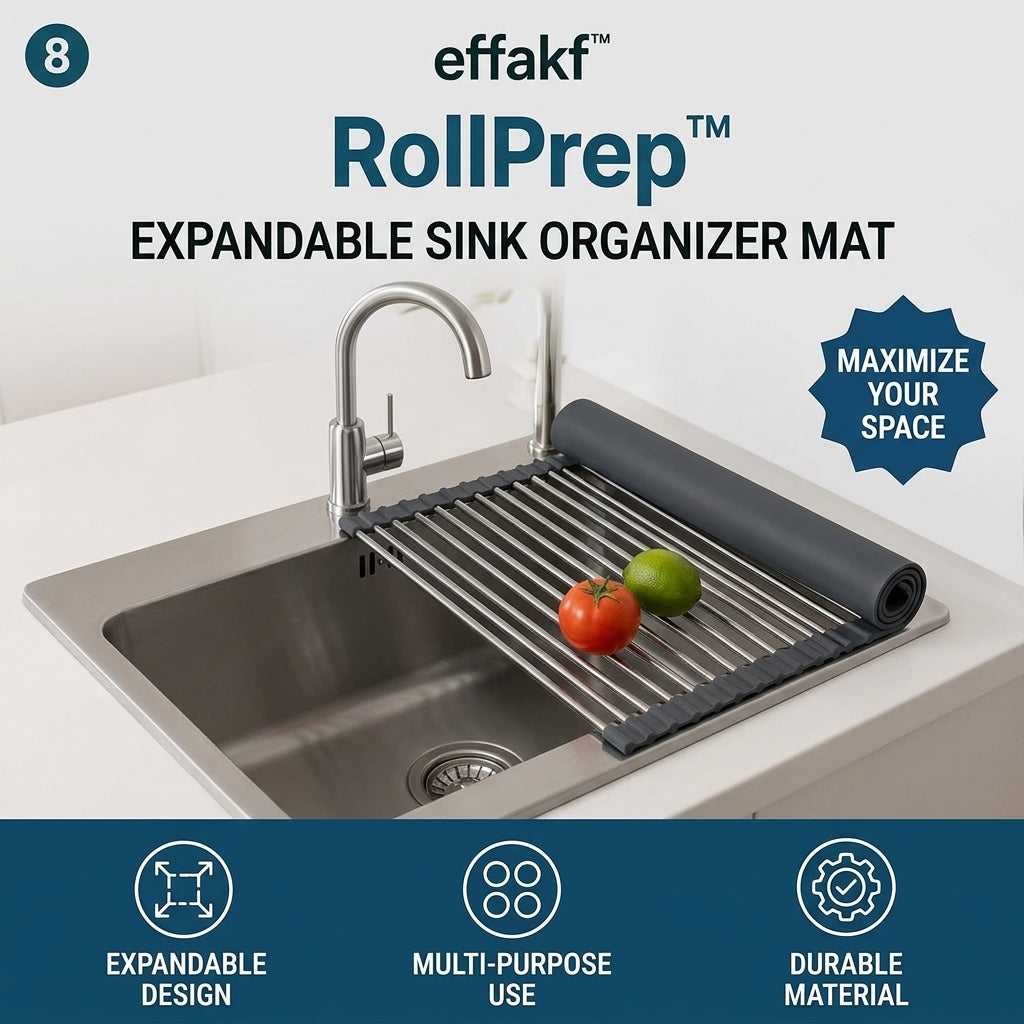 effakf™ RollPrep™ Expandable Sink Organizer Mat